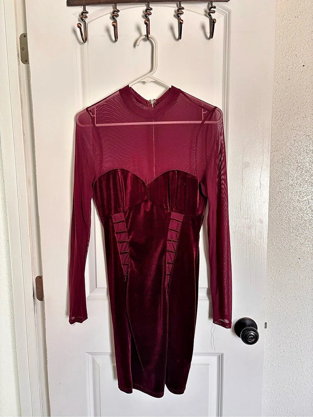 prism Mesh Velvet Maxi Dress in Purple